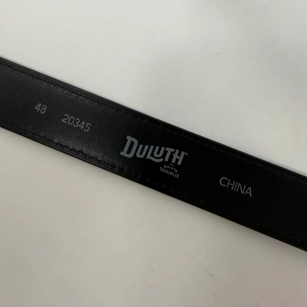 Duluth Trading Co Mens Size 48 Lifetime Leather Belt Black Silver Buckle NEW